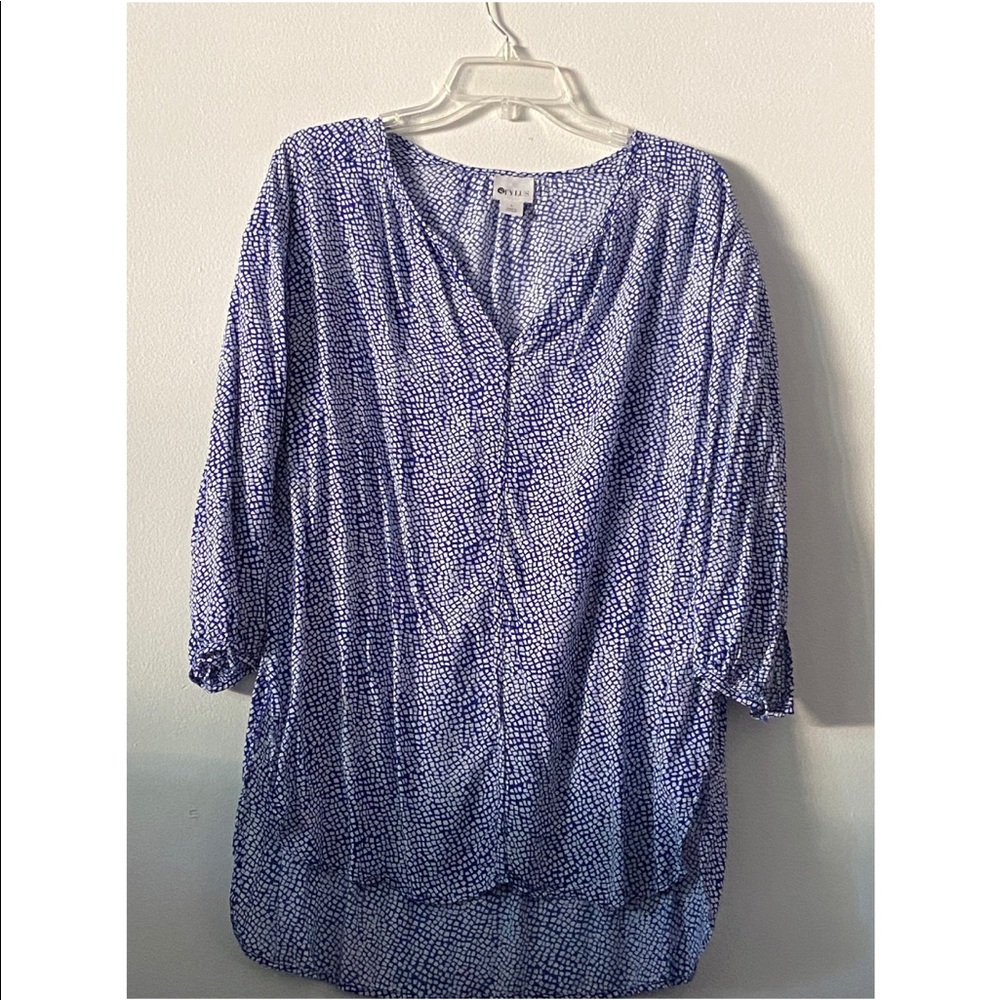 blue spotted blouse